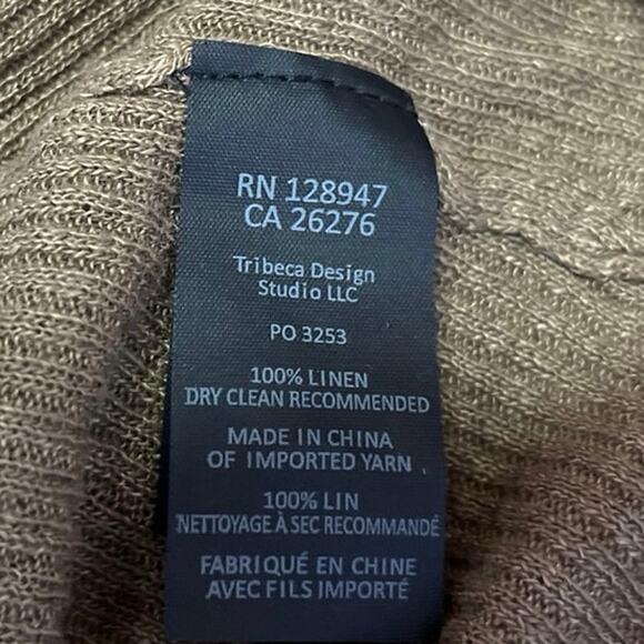 Nili Lotan 100% Linen Tan Ribbed Knit Long Sleeve Henley Sweater Top Size S - Picture 4 of 4